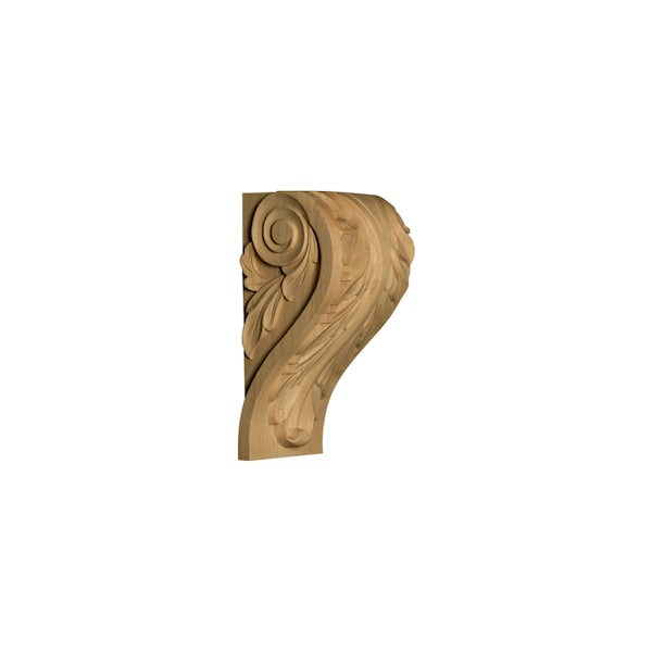 Osborne Wood Products 8 1/2 x 4 1/2 x 4 3/8 Traditional Acanthus Leaf Bracket in Rubberwood - 891752RW