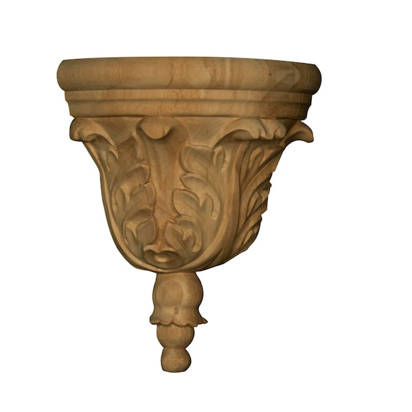 Osborne Wood Products 10 1/2 x 9 1/4 x 5 1/4 Curved Acanthus Leaf Corbel in Rubberwood < - 891863RW