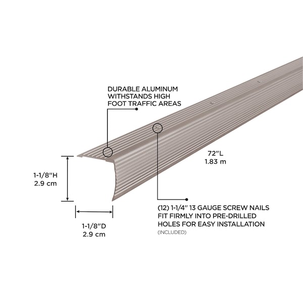 M-D Building Products Aluminum, Pewter, 72 in L, 1.12 in W - 43880