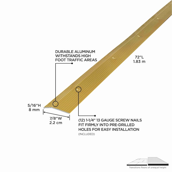 M-D Building Products Aluminum, Satin Brass, 72 in L, 0.875 in W - 79087