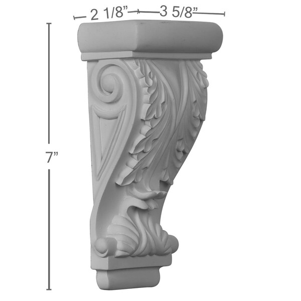 Ekena Millwork 3 5/8"W x 2 1/8"D x 7"H Leaf Corbel - COR04X02X07LE