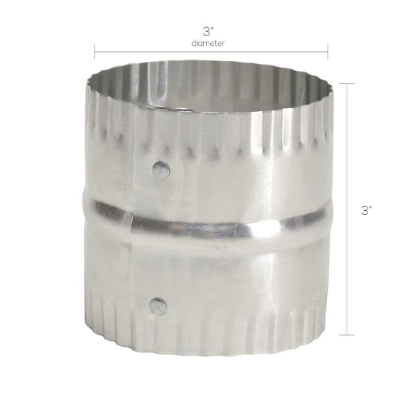 Deflecto Deflect-O Jordan 3 in. L X 3 in. D Silver/White Aluminum Duct Connector, PK12 - DAC3C
