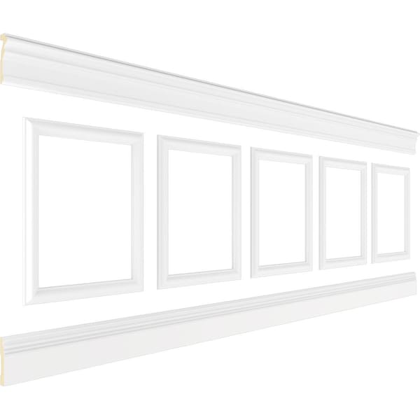 Ekena Millwork 94 1/2"L (Adjustable 36"H to 40"H) Ashford Square Panel Traditional Wainscot Paneling Kit - WPKUSQ071P036