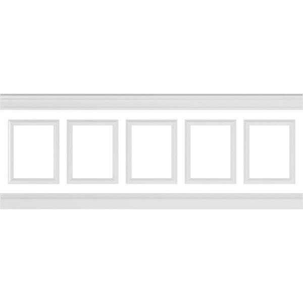 Ekena Millwork 94 1/2"L (Adjustable 36"H to 40"H) Ashford Square Panel Traditional Wainscot Paneling Kit - WPKUSQ071P036