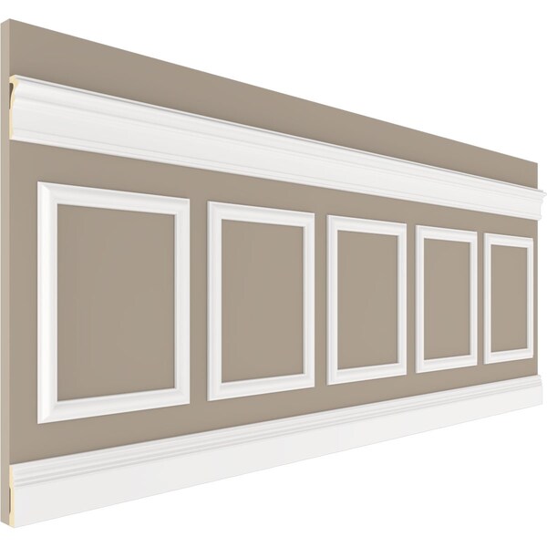 Ekena Millwork 94 1/2"L (Adjustable 36"H to 40"H) Ashford Square Panel Traditional Wainscot Paneling Kit - WPKUSQ071P036