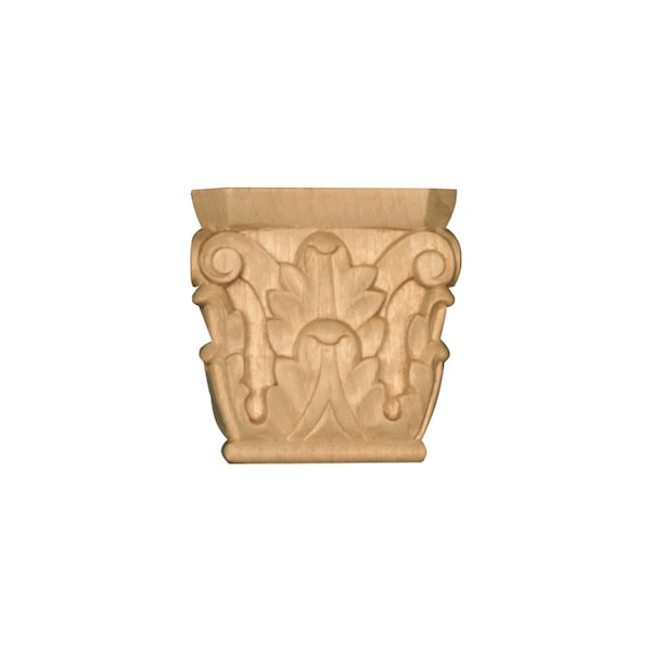 Osborne Wood Products 8 x 7 7/8 x 1 3/8 Medium Corinthian Capital in Rubberwood ( - 891832RW