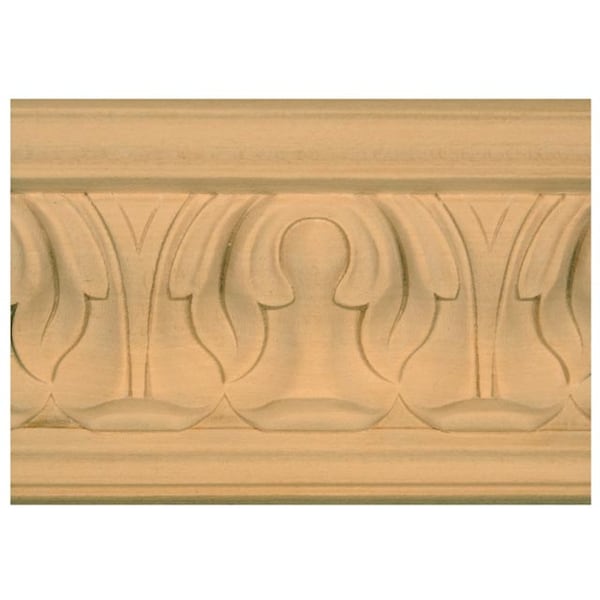 Osborne Wood Products 2 3/8 x 2 3/8 x 96 7/8" x 3 1/2" x 96" Medium Acanthus Crown in Basswo - 892008BAS