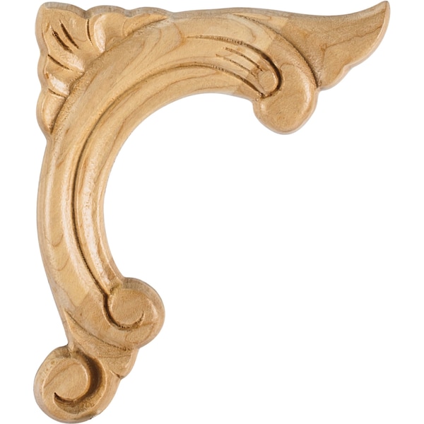 Hardware Resources 3-3/4 Wx3/8Dx4-1/2H Right Corner Cherry Acanthus Applique - APL-12-R-CH