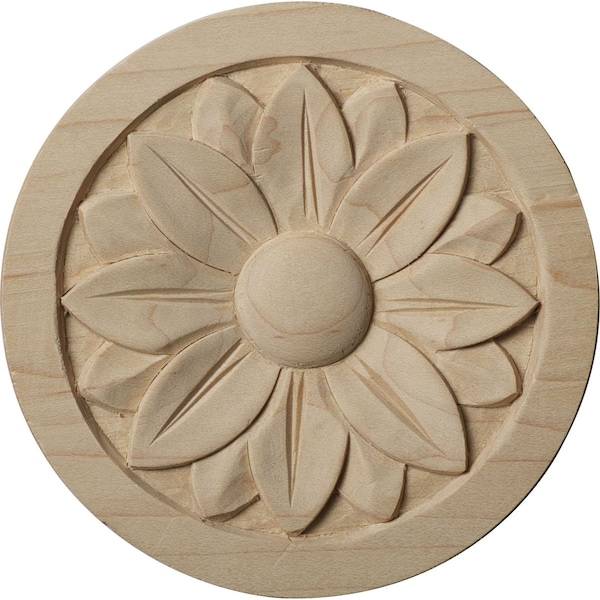 Ekena Millwork 4 1/4"W x 4 1/4"H x 5/8"P Bedford Round Rosette, Maple - ROS04X04BEMA