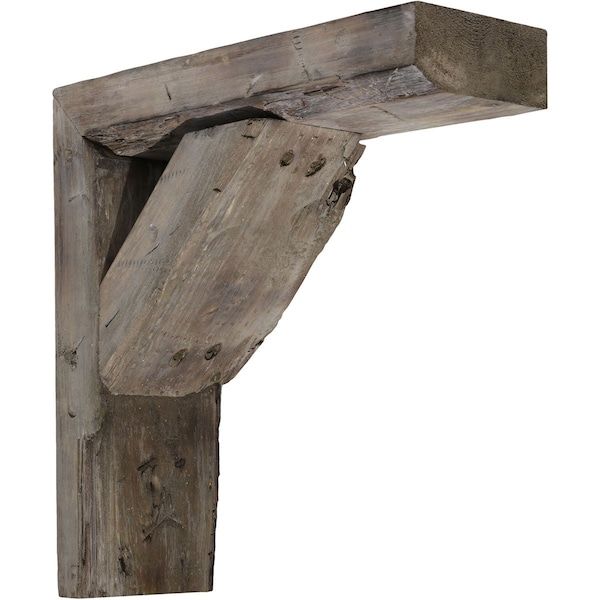 Ekena Millwork 3 1/2"W x 14"D x 18"H Vintage Farmhouse Bracket, Barnwood Decor Collection, Pebble Grey - BKTB03X14X18TRPG
