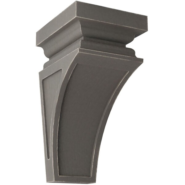 Ekena Millwork 4"W x 4 3/4"D x 8"H Small Nevio Wood Vintage Decor Corbel, Reclaimed Grey - CORWD04X04X08NEGY