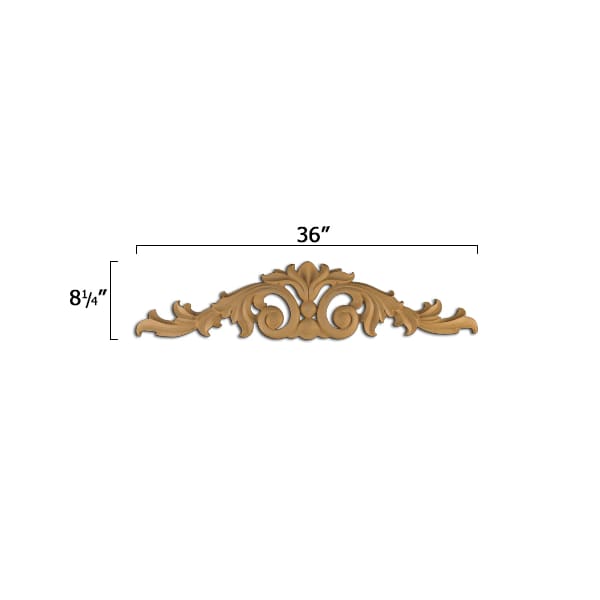 Osborne Wood Products 36 x 8 1/4 x 1 Swirl Large Applique in Alder - 7323A