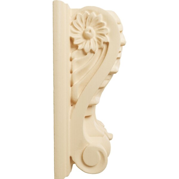 Ekena Millwork 3 1/2"W x 2"D x 4 1/2"H Small Acanthus Block w/ Backplate Wood Corbel, Maple - CORW04X02X05ABMA