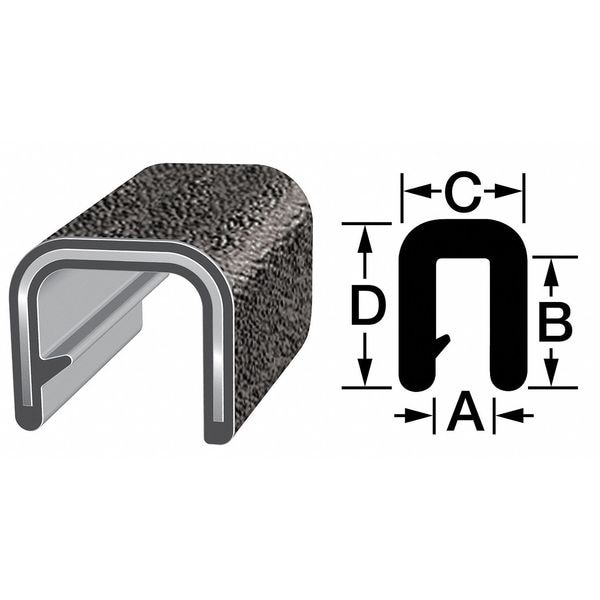 Trim-Lok Edge Trim Jumbo, Clip, 0.8 In W, 100 Ft - 2000SB3X5/8-100