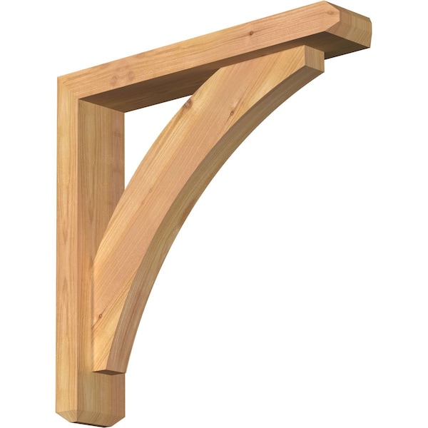 Ekena Millwork Thorton Craftsman Smooth Bracket w/ Offset Brace, Western Red Cedar, 3 1/2"W x 18"D x 18"H - BKT0402X18X18THR04SWR