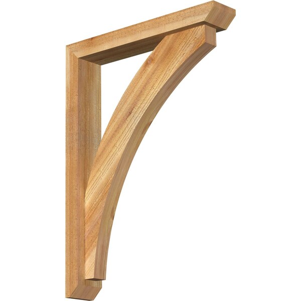 Ekena Millwork Thorton Slat Rough Sawn Bracket w/ Offset Brace, Western Red Cedar, 4"W x 22"D x 30"H - BKT0402X22X30THR06RWR