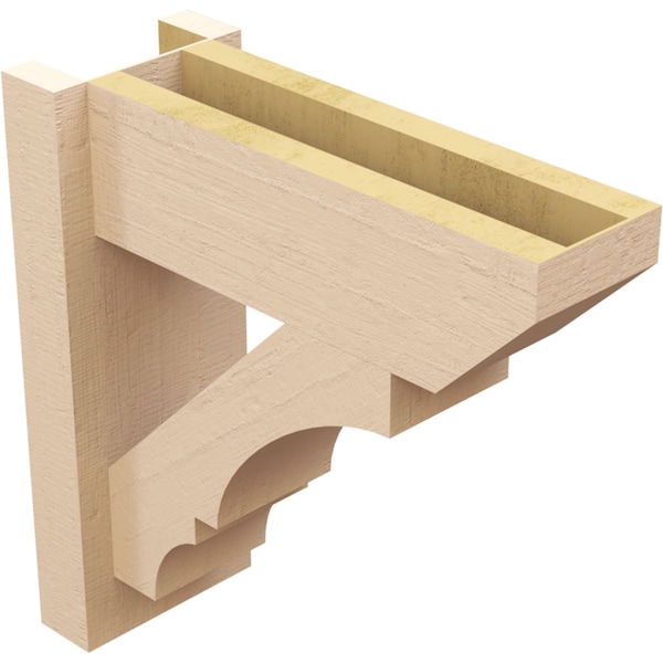 Ekena Millwork 6-in W x 16-in D x 16-in H Balboa Slat Rough Cedar Woodgrain TimberThane Outlooker, Primed Tan - OUTUR060X16X16BOA24RCPR