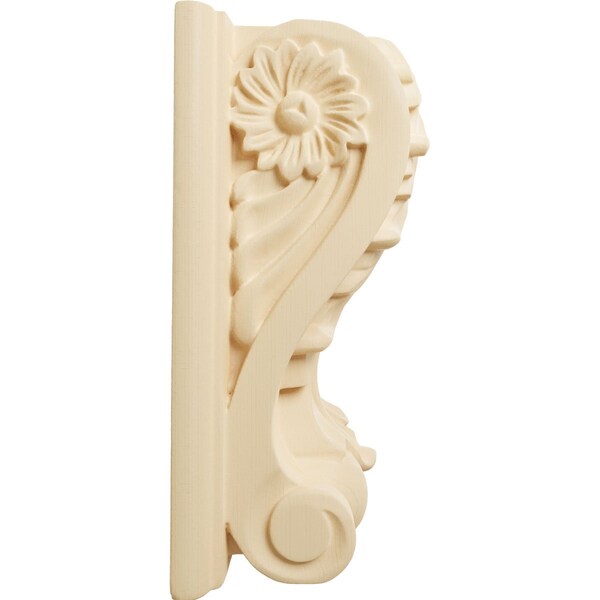 Ekena Millwork 5"W x 3"D x 6 1/2"H Large Acanthus Block w/ Backplate Wood Corbel, Maple - CORW05X03X07ABMA