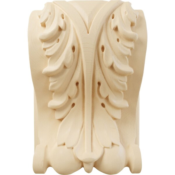 Ekena Millwork 5"W x 3"D x 6 1/2"H Large Acanthus Block w/ Backplate Wood Corbel, Maple - CORW05X03X07ABMA