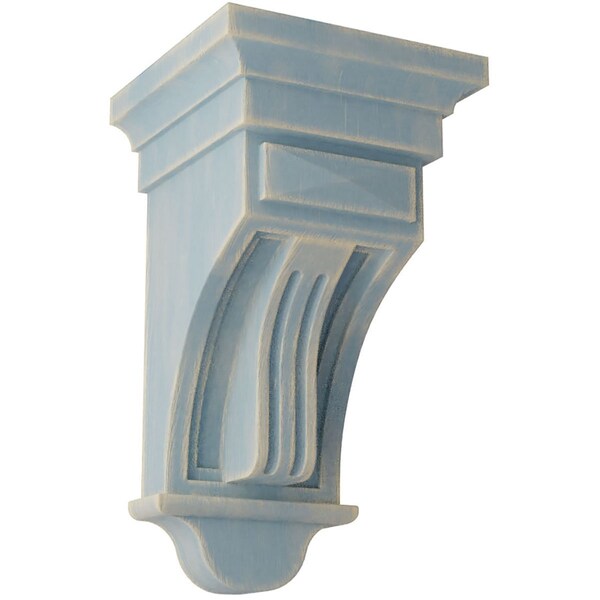 Ekena Millwork 5 1/2"W x 5 1/2"D x 10"H Raised Fluting Wood Vintage Decor Corbel, Driftwood Blue - CORWD05X05X10RABU