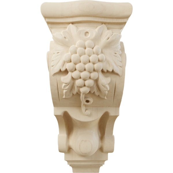 Ekena Millwork 4 7/8"W x 5 1/2"D x 10 7/8"H Medium Grape Bunches Corbel, Rubberwood - COR04X05X10GRRW