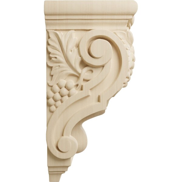 Ekena Millwork 4 7/8"W x 5 1/2"D x 10 7/8"H Medium Grape Bunches Corbel, Rubberwood - COR04X05X10GRRW
