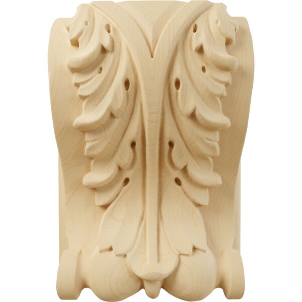 Ekena Millwork 5"W x 3"D x 6 1/2"H Large Acanthus Block w/ Backplate Wood Corbel, Alder - CORW05X03X07ABAL