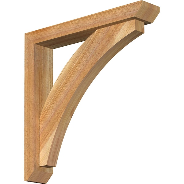 Ekena Millwork Thorton Slat Rough Sawn Bracket w/ Offset Brace, Western Red Cedar, 4"W x 22"D x 22"H - BKT0402X22X22THR06RWR