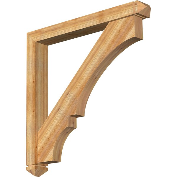 Ekena Millwork Balboa Arts and Crafts Rough Sawn Bracket w/ Offset Brace, Western Red Cedar, 6"W x 48"D x 48"H - BKT0604X48X48BOA03RWR