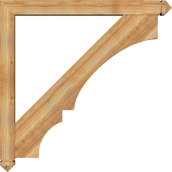 Ekena Millwork Balboa Arts and Crafts Rough Sawn Bracket w/ Offset Brace, Western Red Cedar, 6"W x 48"D x 48"H - BKT0604X48X48BOA03RWR