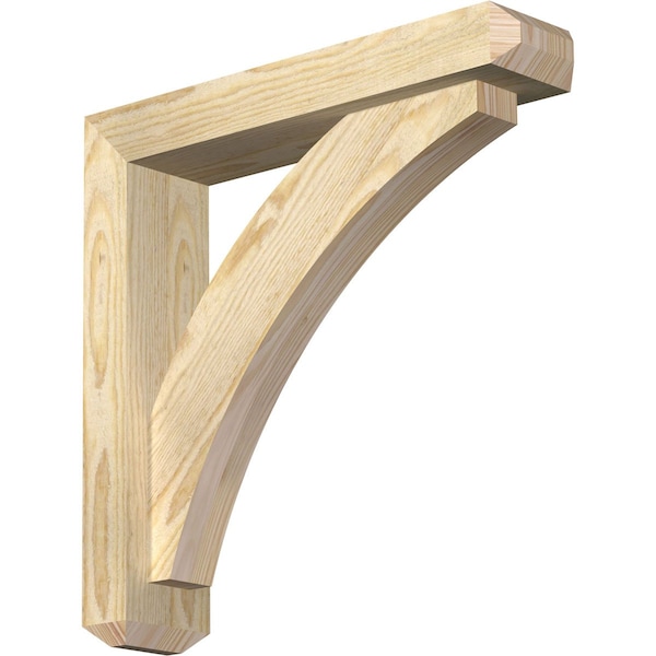 Ekena Millwork Thorton Craftsman Rough Sawn Bracket w/ Offset Brace, Douglas Fir, 4"W x 18"D x 18"H - BKT0402X18X18THR04RDF