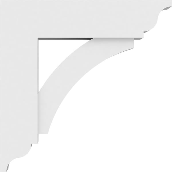 Ekena Millwork Standard Thorton Architectural Grade PVC Bracket with Traditional Ends, 3"W x 16"D x 16"H - BKTP03X16X16THR01