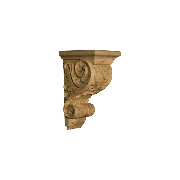 Osborne Wood Products 9 5/8 x 6 x 5 5/8 Baroque Corbel with Acanthus Leaves in Rubberwood<br - 891825RW