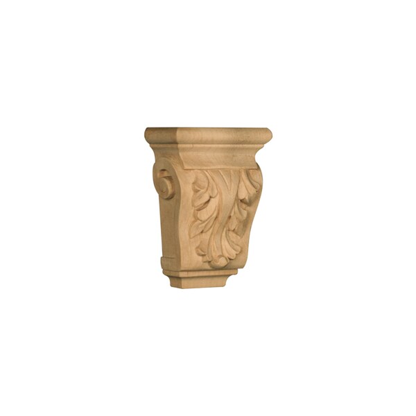 Osborne Wood Products 4 1/2 x 3 x 1 3/4 Petite Acanthus Leaf Corbel in Rubberwood <small - 892020RW