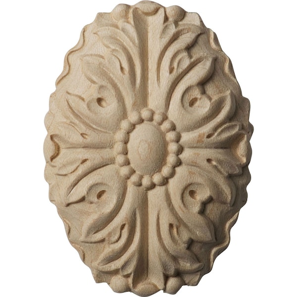 Ekena Millwork 1 7/8"W x 2 3/4"H x 1/2"P Ashford Oval Rosette, Rubberwood - ROS02X04ASRW