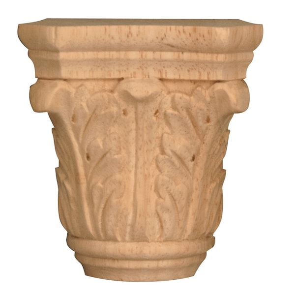 Osborne Wood Products 2 3/8 x 2 3/8 x 1 1/8 Small Acanthus Half Round Capital in Rubberwood - 892033RW