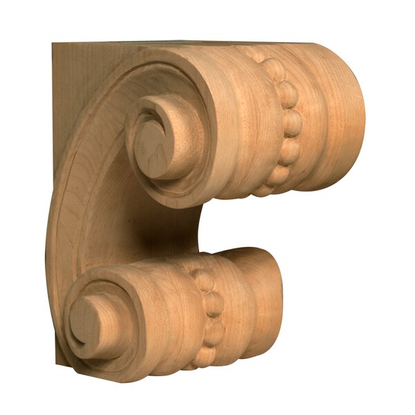 Osborne Wood Products 7 1/2 x 5 1/2 x 5 1/2 Beaded Corbel in Rubberwood - 892082RW