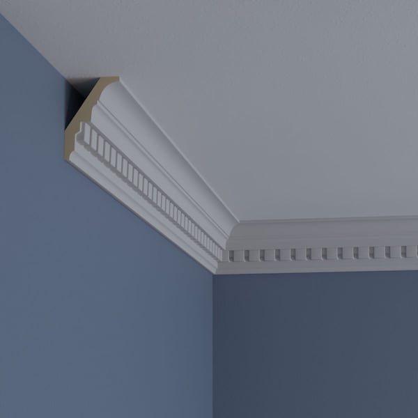 Ekena Millwork 3"H x 2"P x 3 5/8"F x 94 1/2"L Dentil Crown Moulding - MLD03X02X03DE