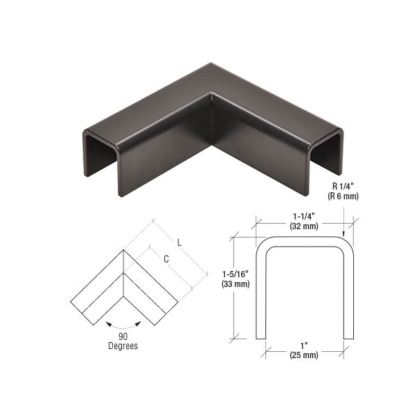 Cr Laurence Matte Black 90 Degree Horizontal Corner for 11 Gauge Low Profile Cap Railings - GRL107HMBL