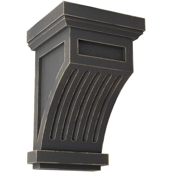 Ekena Millwork 4 1/4"W x 4 1/4"D x 7"H Fluted Wood Vintage Decor Corbel, Black - CORWD04X04X07FLBL
