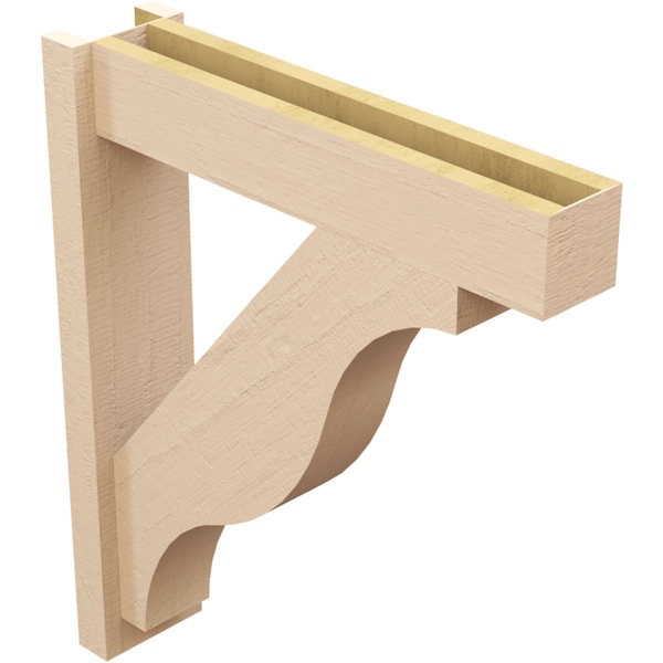 Ekena Millwork 6-in W x 26-in D x 30-in H Funston Block Rough Cedar Woodgrain TimberThane Outlooker, Primed Tan - OUTUR060X26X30FST44RCPR