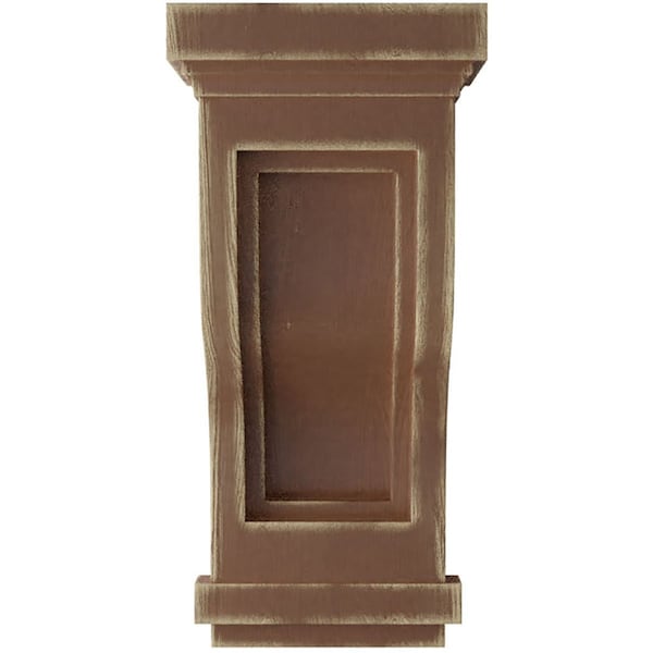 Ekena Millwork 4 3/4"W x 5"D x 10"H Traditional Recessed Wood Vintage Decor Corbel, Weathered Brown - CORWD04X05X10TRBR