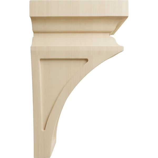 Ekena Millwork 4"W x 4 3/4"D x 8"H Small Nevio Wood Corbel, Rubberwood - CORW04X04X08NERW