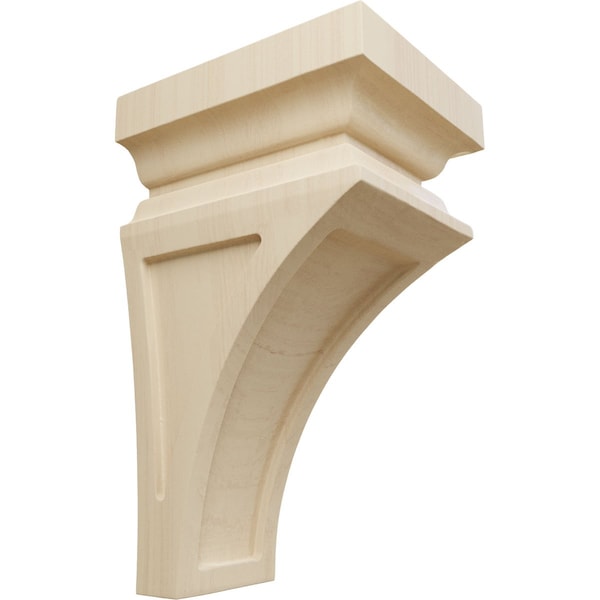 Ekena Millwork 4"W x 4 3/4"D x 8"H Small Nevio Wood Corbel, Rubberwood - CORW04X04X08NERW