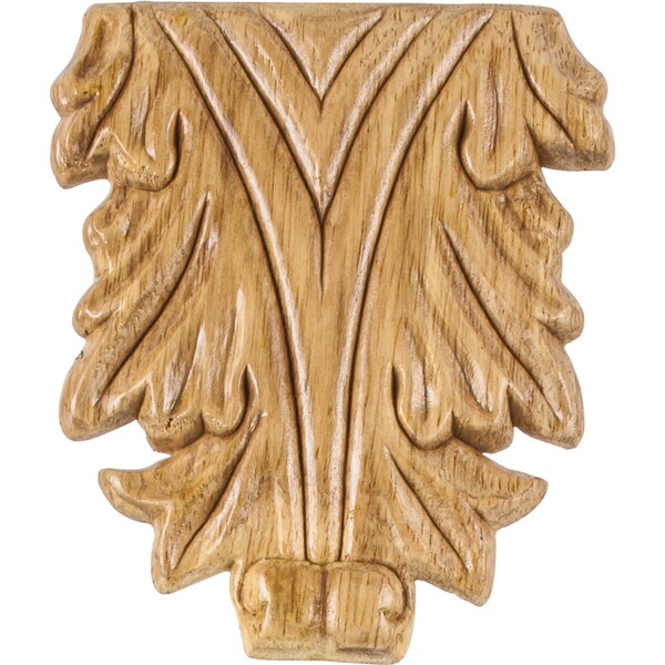 Hardware Resources 3-5/8 Wx5/16Dx4-1/4H Pressed Rubberwood Acanthus Applique - PAPL-13RW