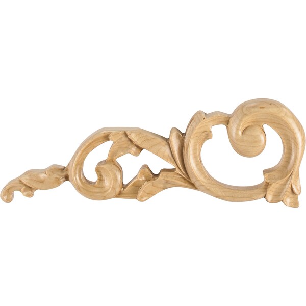 Hardware Resources 10" Wx3/4"Dx3-1/2"H Left Maple Acanthus Onlay - ONL-06-LMP