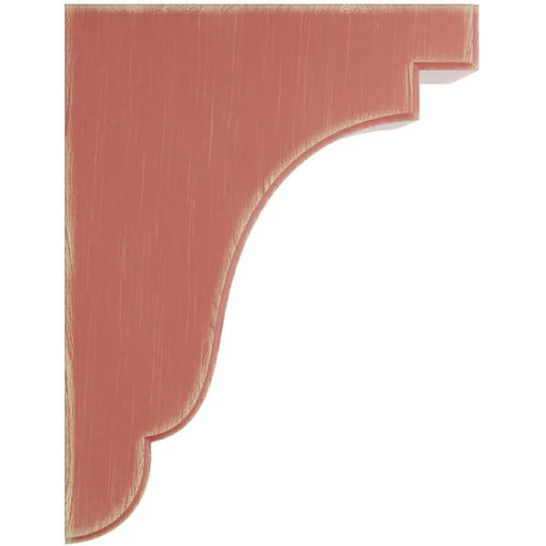Ekena Millwork 3 1/2"W x 7 1/4"D x 9 1/2"H Bedford Wood Vintage Decor Bracket, Salvage Red - BKTWD04X07X10BERD