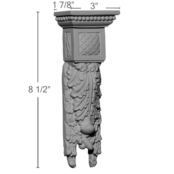 Ekena Millwork 3"W x 1 7/8"D x 8 1/2"H Hampshire Small Drop Corbel - COR03X01X08HA