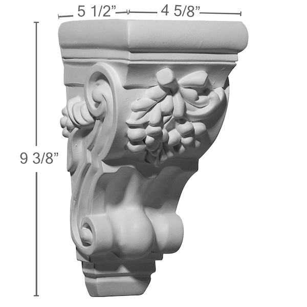 Ekena Millwork 4 5/8"W x 5 1/2"D x 9 3/8"H Cherry Cluster Corbel - COR04X05X09CH