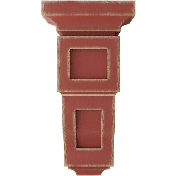 Ekena Millwork 4"W x 4 3/4"D x 8"H Small Reyes Wood Vintage Decor Corbel, Salvage Red - CORWD04X04X08RYRD